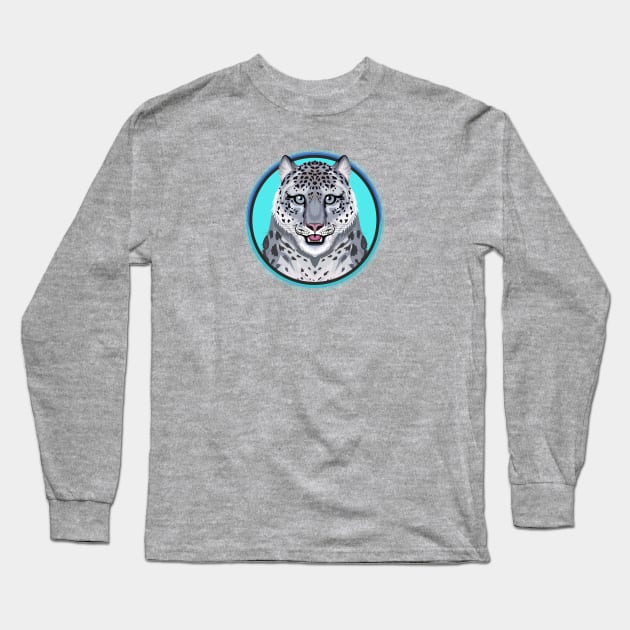 Snow Leopard Circle Long Sleeve T-Shirt by Peppermint Narwhal